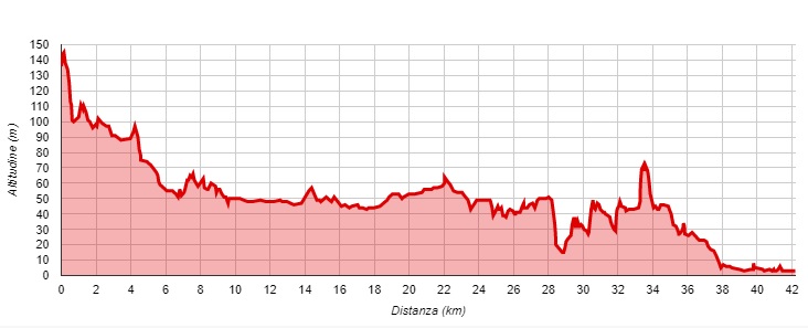 grafico altimetria maratona di boston